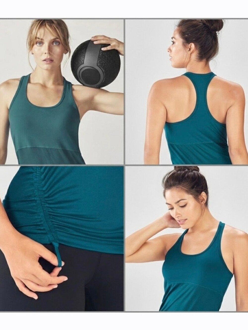 Teal Fabletics Cashel Racerback Tank With Cinchable Adjustable sides Large